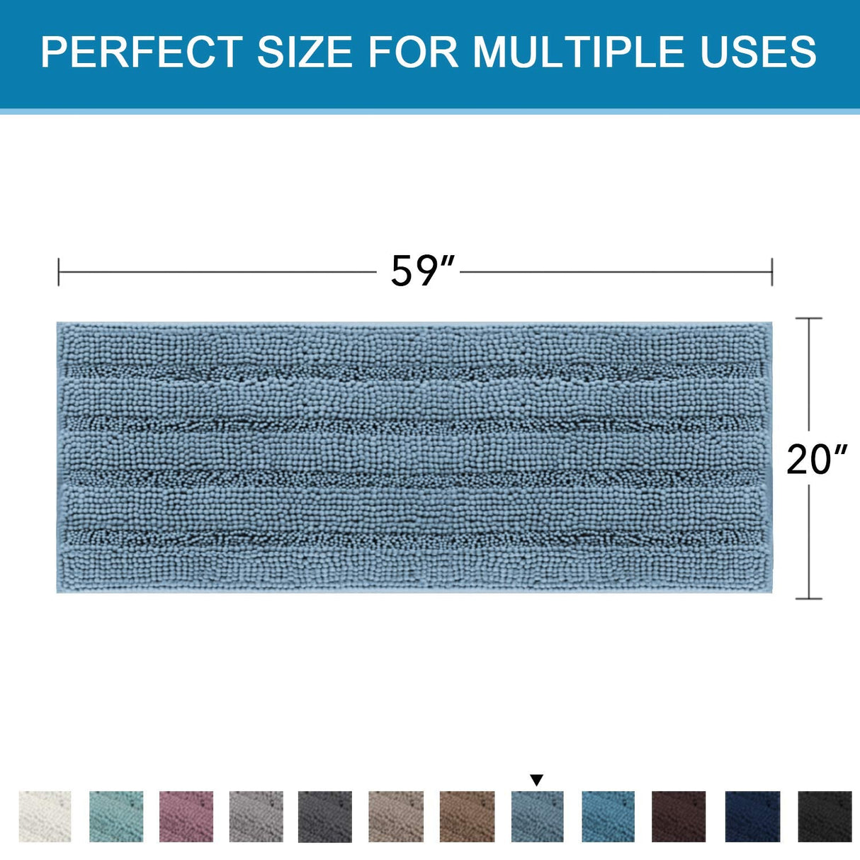 PrimeBeau Luxury Chenille Striped Bath Mats Set | Ultra Thick & Absorbent Non Slip Rugs 59“ x 20"