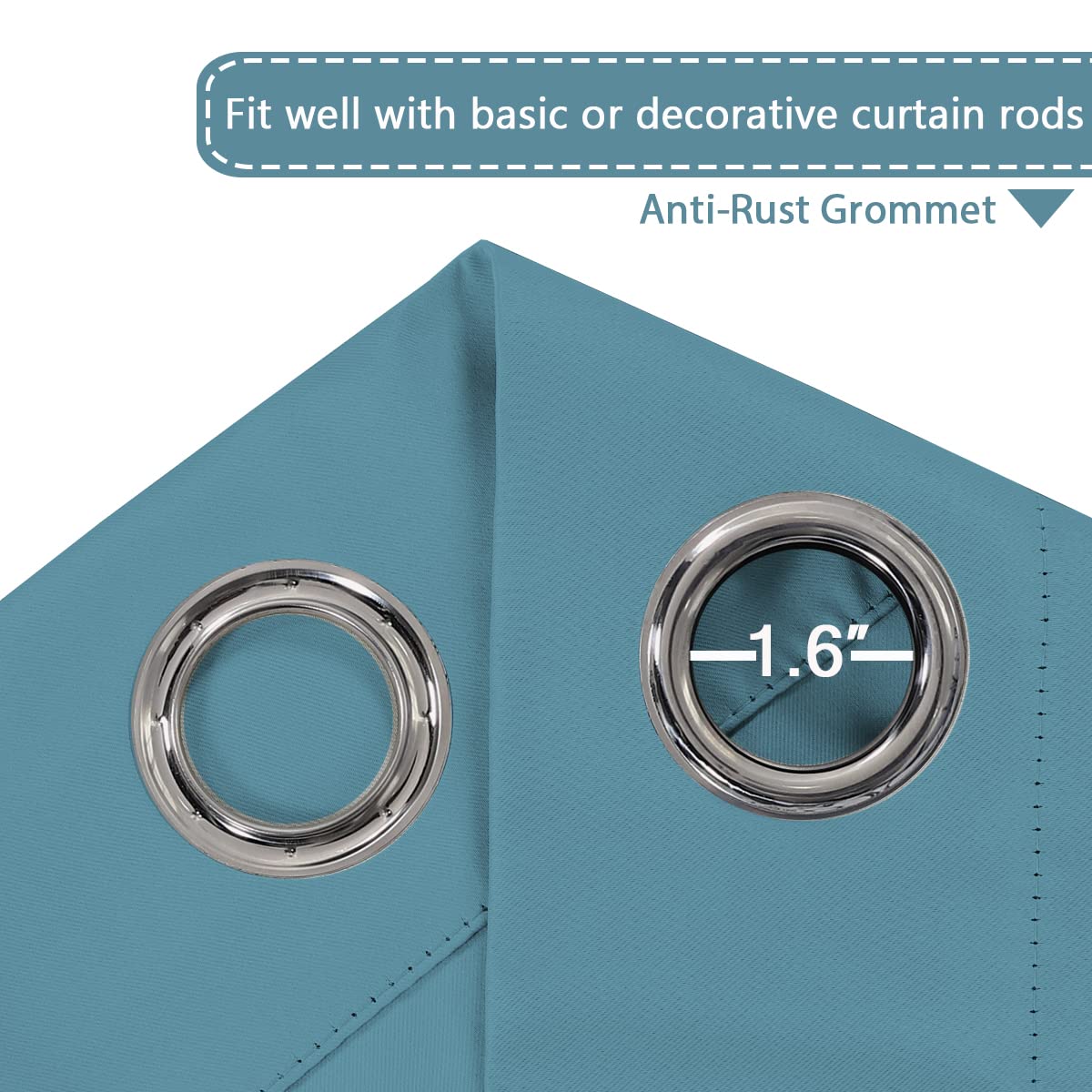 PrimeBeau Blackout Grommet Solid Color Curtain Set of 2 Panels, W52" Short