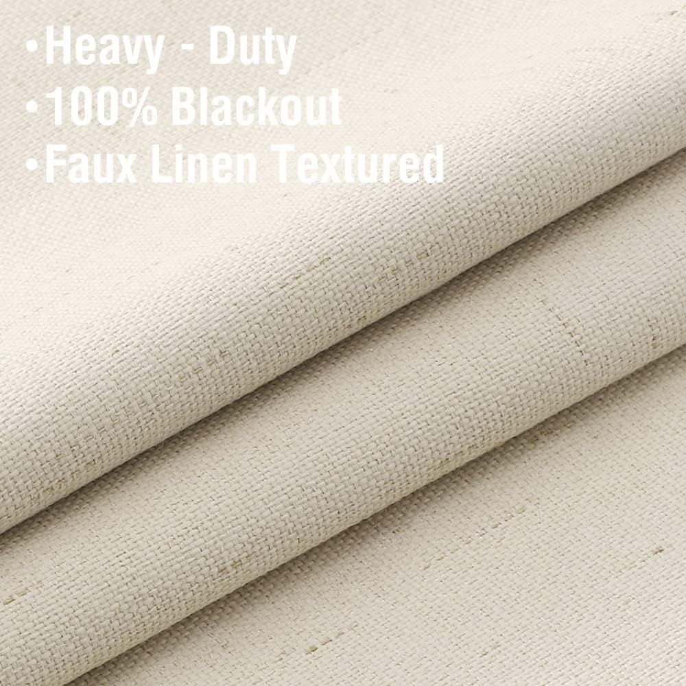 PrimeBeau 100% Blackout Linen Look Curtains, set of 2 Panels, 52 Series Long