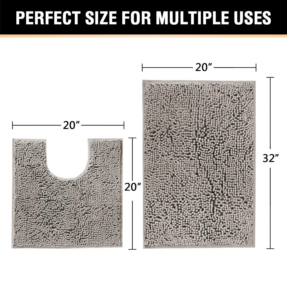 PrimeBeau Bath Mats Non Slip, Soft Shaggy Microfiber, Absorbent, Machine-Washable Rugs(2Pieces)