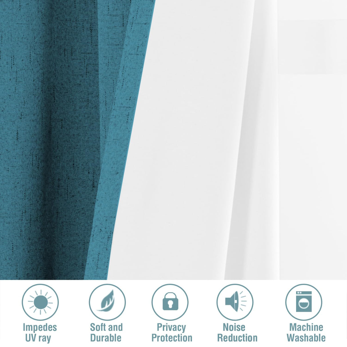 PrimeBeau 100% Blackout Linen Mixed Curtains, set of 2 Panels, 52 Series Short