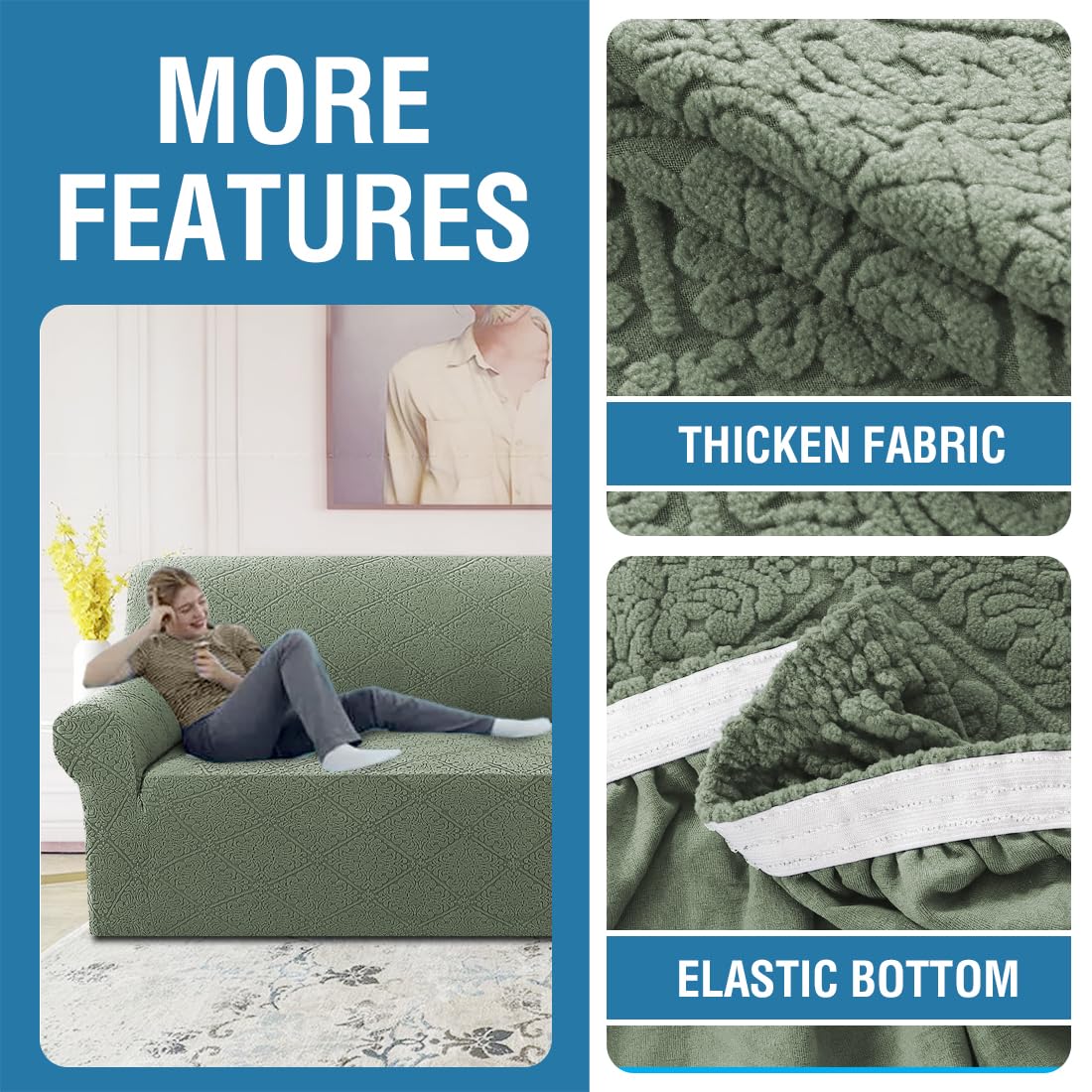 PrimeBeau Damask Pattern Jacquard Couch Covers for Anti-Slip - Set of 5