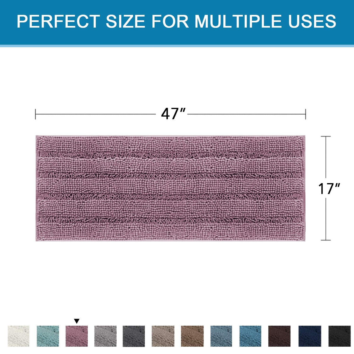 PrimeBeau Luxury Chenille Striped Bath Mats Set | Ultra Thick & Absorbent Non Slip Rugs 47“ x 17"