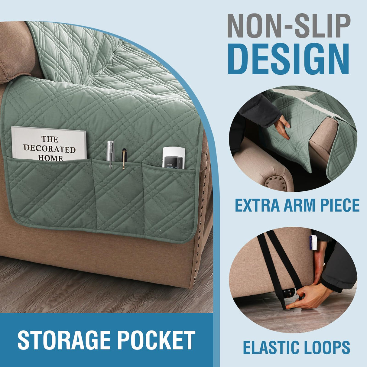 PrimeBeau 100% Waterproof Armchair Covers Washable,Thick Soft Couch Cover for Dogs with Elastic Straps (Armchair, Diamond Shape)