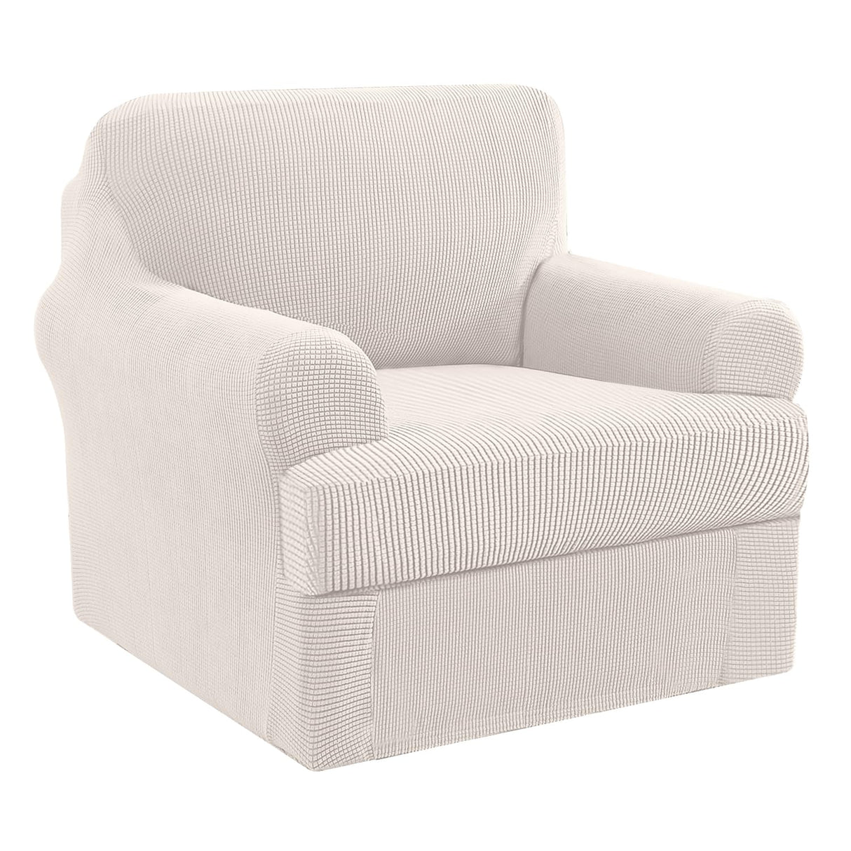 PrimeBeau 2 Pieces Chair Covers for Armchair &Oversize Armchair Covers for Living Room Furniture Cover Suit for T Cushion/Box Cushion, Spandex Jacquard Fabric Small Checks