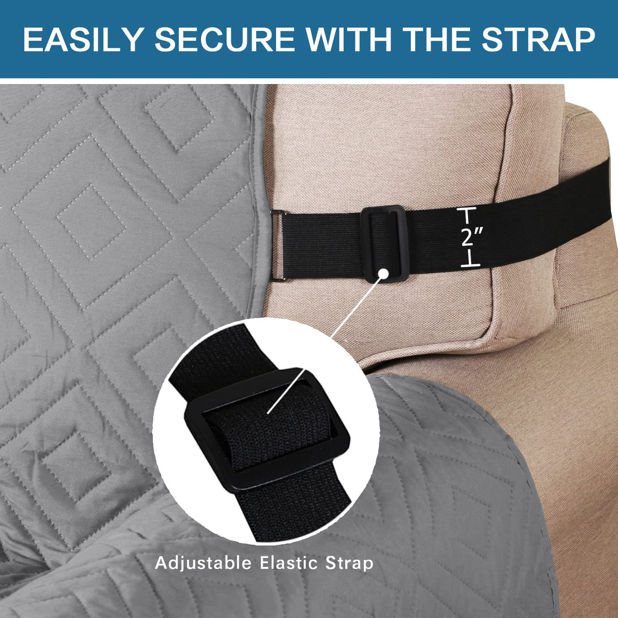 PrimeBeau Reversible Armchair Protector Slipcover Water Resistant Anti-Slip Couch Cover with Elastic Straps, Pets Protection, Stylish Decor, Easy Care