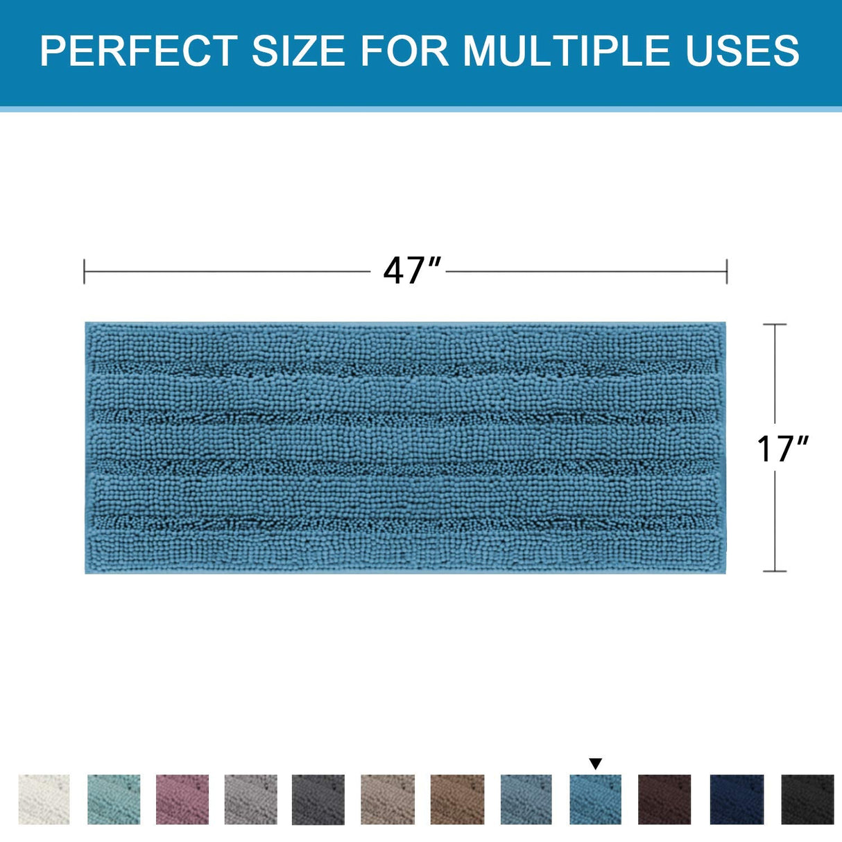 PrimeBeau Luxury Chenille Striped Bath Mats Set | Ultra Thick & Absorbent Non Slip Rugs 47“ x 17"