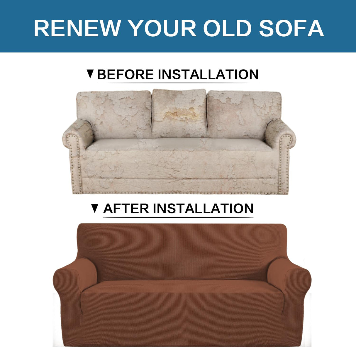 PrimeBeau Stretch Loveseat Slipcovers|Sofa Cover for Loveseat 1 Piece with Elastic Bottom, Textured Checked Jacquard Fabric