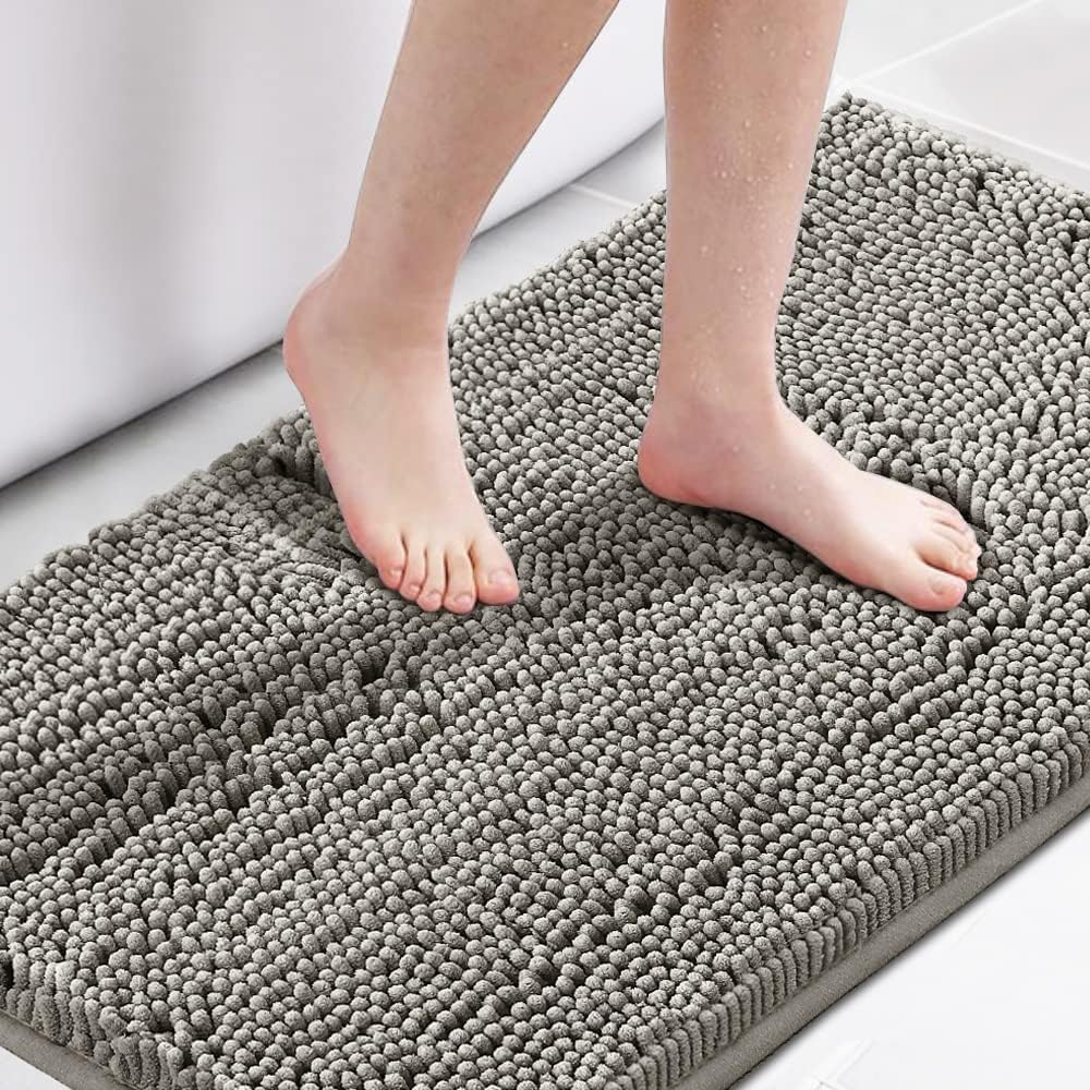 H.Versailtex 1 Piece Bath Mat Non Slip Chenille Bath Mats for Bathroom