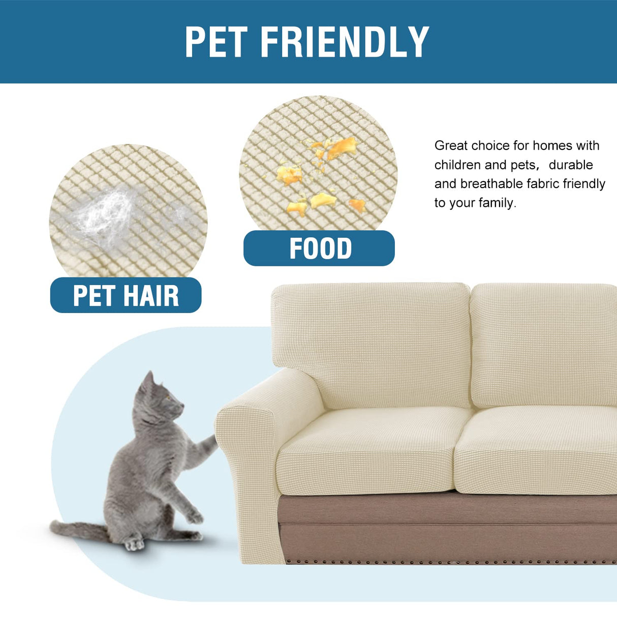 PrimeBeau 2024 New Trend Multi-Pieces Sofa Covers Stretch Couch Covers Form Fitted Seats and Back Cushions Covers (2 Seat Covers Plus 2 Back Cusion Covers, Bonus 2 Armrest Covers)