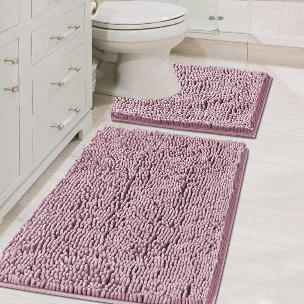 PrimeBeau Bath Mats Non Slip, Soft Shaggy Microfiber, Absorbent, Machine-Washable Rugs(2Pieces)