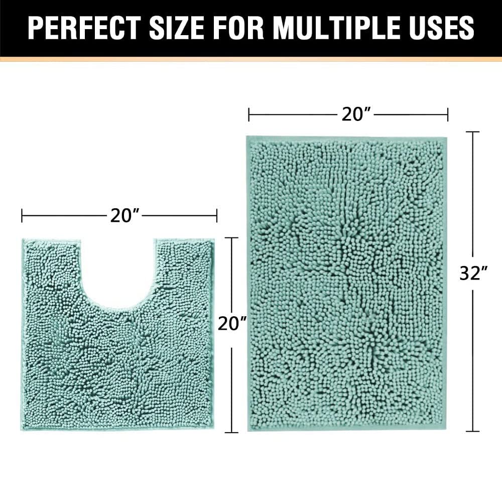 PrimeBeau Bath Mats Non Slip, Soft Shaggy Microfiber, Absorbent, Machine-Washable Rugs(2Pieces)