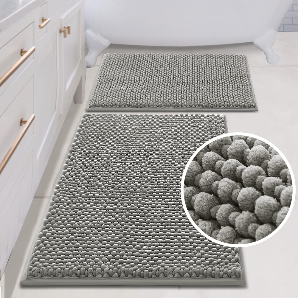 PrimeBeau Bath Mat Bathroom Rugs Sets Plush Water Absorbent Non Skid Mats for Bathroom Kitchen/Living Room (Set of 2)