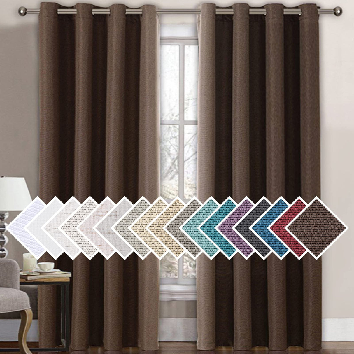 PrimeBeau Faux Linen Room Darkening Curtain , Sold by 1 Panel, Long