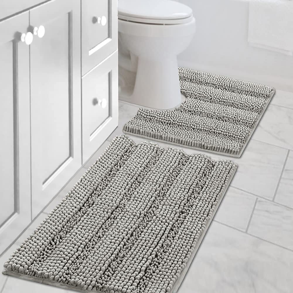 PrimeBeau U Sharp Stripe Bath Rug Contour Set
