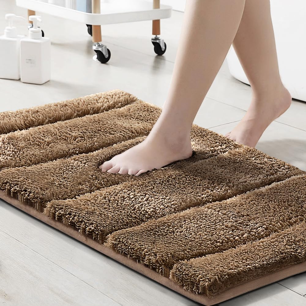 PrimeBeau Bathroom Rugs Thick Velvet Bath Mat - Super Soft, Absorbent, Non-Slip, Washable, 1 Piece