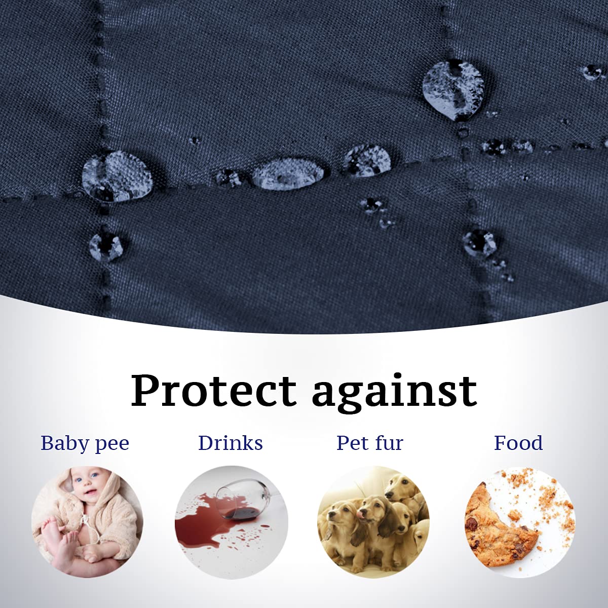 H.VERSAILTEX Reversible Quilted Recliner Covers Recliner Chair Cover Water Resistant Furniture Protector Washable Couch Cover with Elastic Straps for Kids, Pets (Recliner, Navy/Beige)