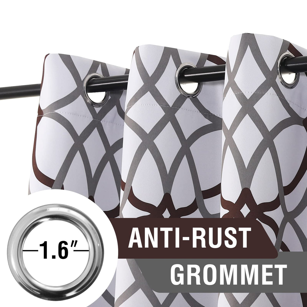 H.VERSAILTEX Blackout Curtains 45 inch Length 2 Panels Set Thermal Curtains & Drapes Window Treatment Noise Reducing Geometric Modern Grommet Living Room Curtains for Bedroom - Brown and Gray