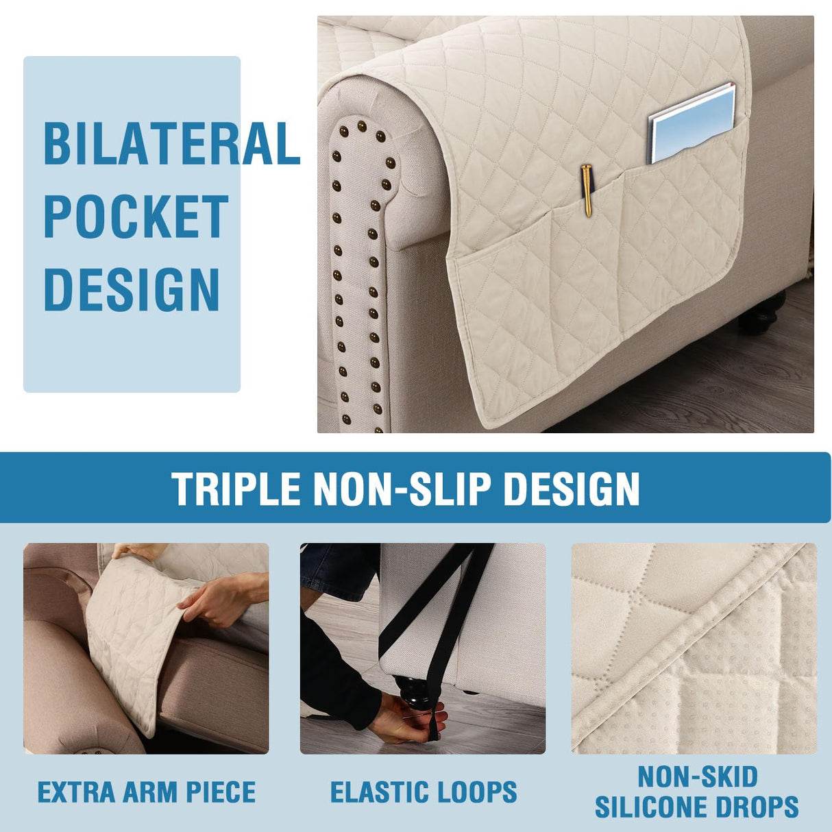 PrimeBeau 100% Waterproof Sectional Couch Covers 2-Piece Couch Cover L Shape Sofa Covers Washable for Dogs Non Slip (Sofa)