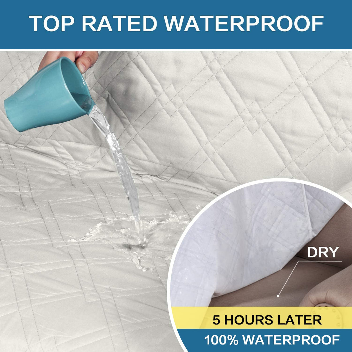 H.VERSAILTEX Waterproof Recliner Chair Cover Non Slip Recliner Cover Stay in Place Washable Recliner Covers for Large Recliner Ideal Recliner Slipcovers for Pets (Oversized Recliner, Off White)