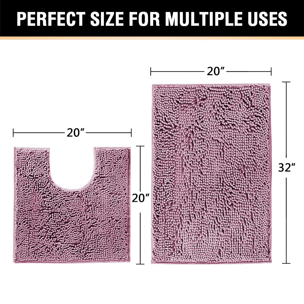 PrimeBeau Bath Mats Non Slip, Soft Shaggy Microfiber, Absorbent, Machine-Washable Rugs(2Pieces)