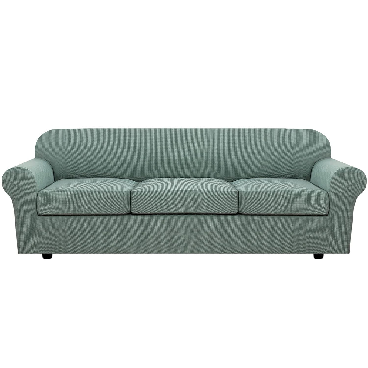 H.VERSAILTEX 4 Piece Stretch Sofa Covers for 3 Cushion Couch Covers for Living Room Furniture Slipcovers (Base Cover Plus 3 Seat Cushion Covers) Upgraded Thicker Jacquard Fabric (XL Sofa, Sage)