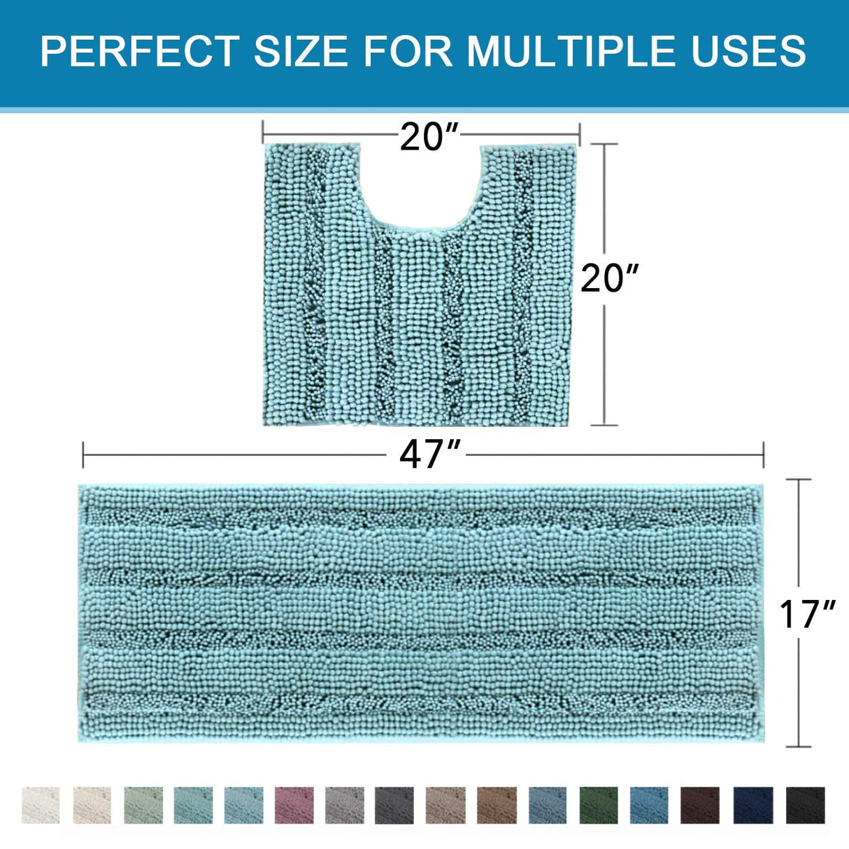 PrimeBeau U Sharp Stripe Bath Rug Contour Set
