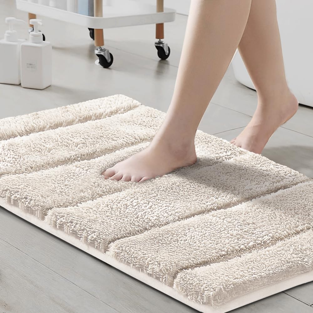PrimeBeau Bathroom Rugs Thick Velvet Bath Mat - Super Soft, Absorbent, Non-Slip, Washable, 1 Piece