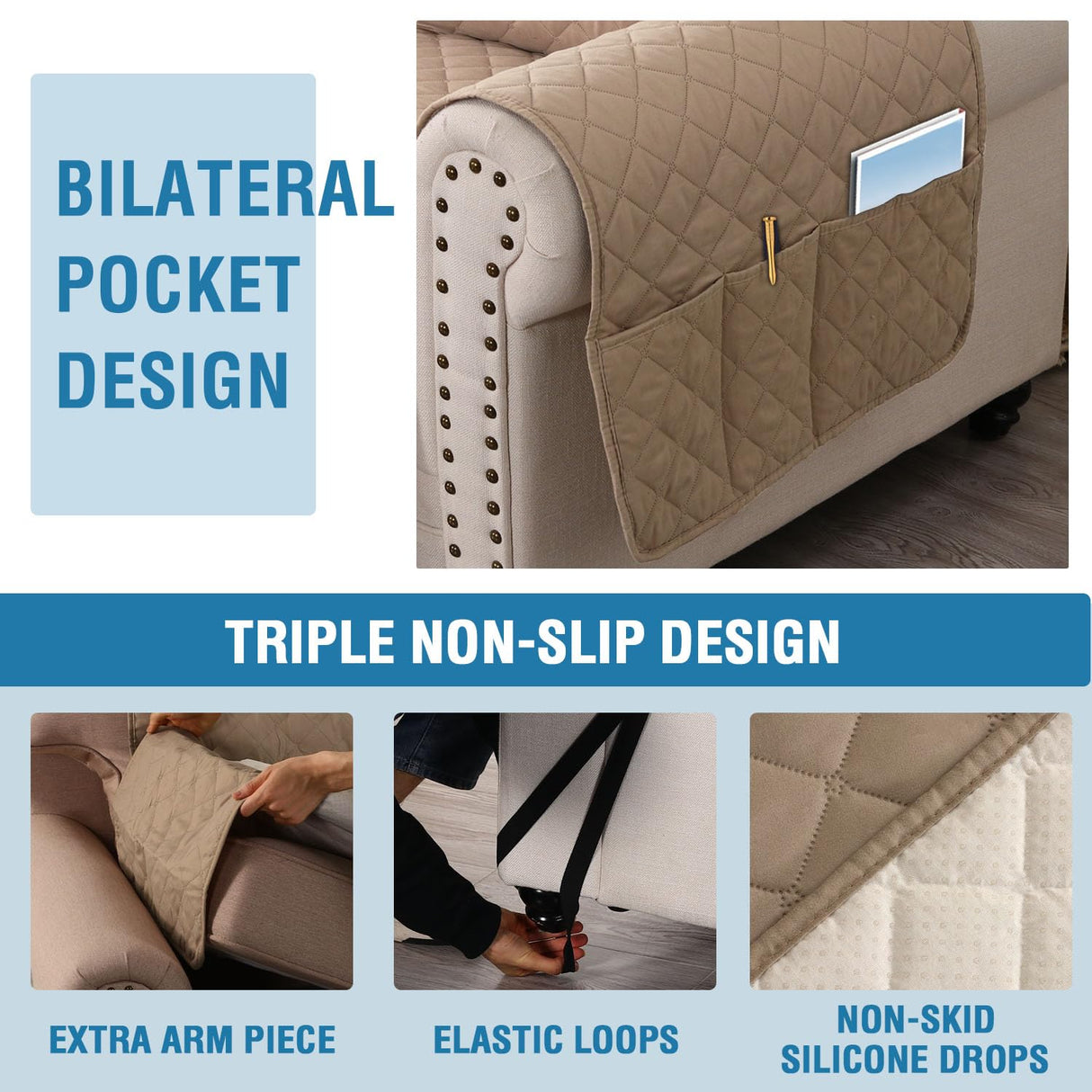 PrimeBeau 100% Waterproof Sectional Couch Covers 2-Piece Couch Cover L Shape Sofa Covers Washable for Dogs Non Slip (Loveseat)