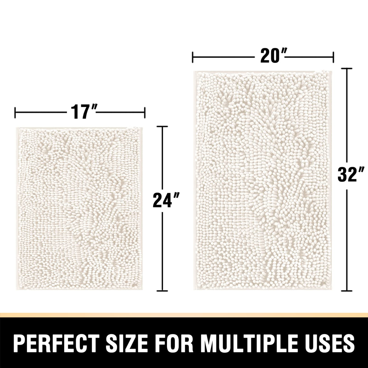 PrimeBeau Luxury Chenille U Shaped Bathroom Rug Sets -Absorbent,Washable,Dry Fast Area Carpet Mats 2 Pieces