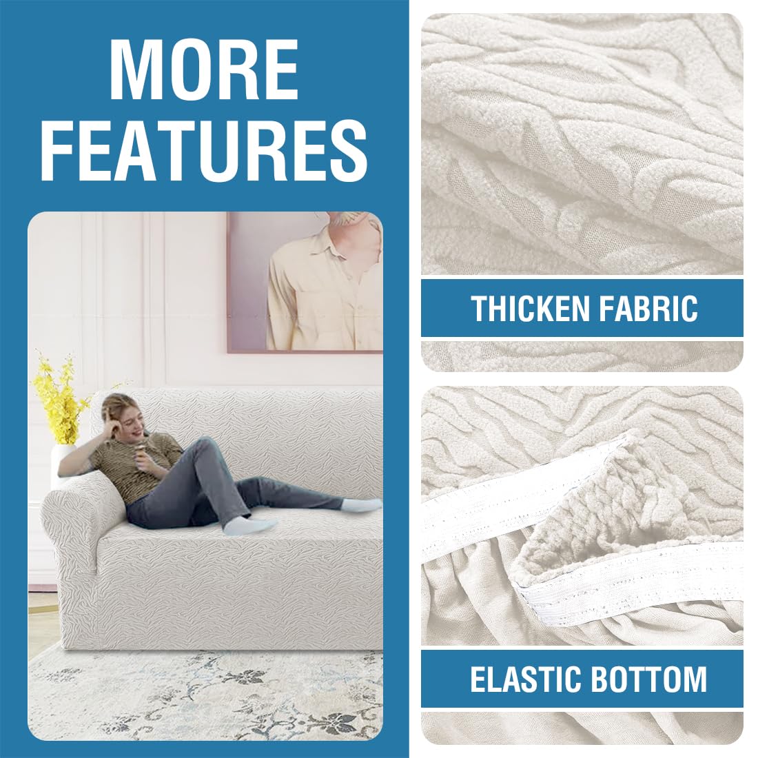 PrimeBeau Leopard Pattern Jacquard Couch Covers for 3 Cushion Couch