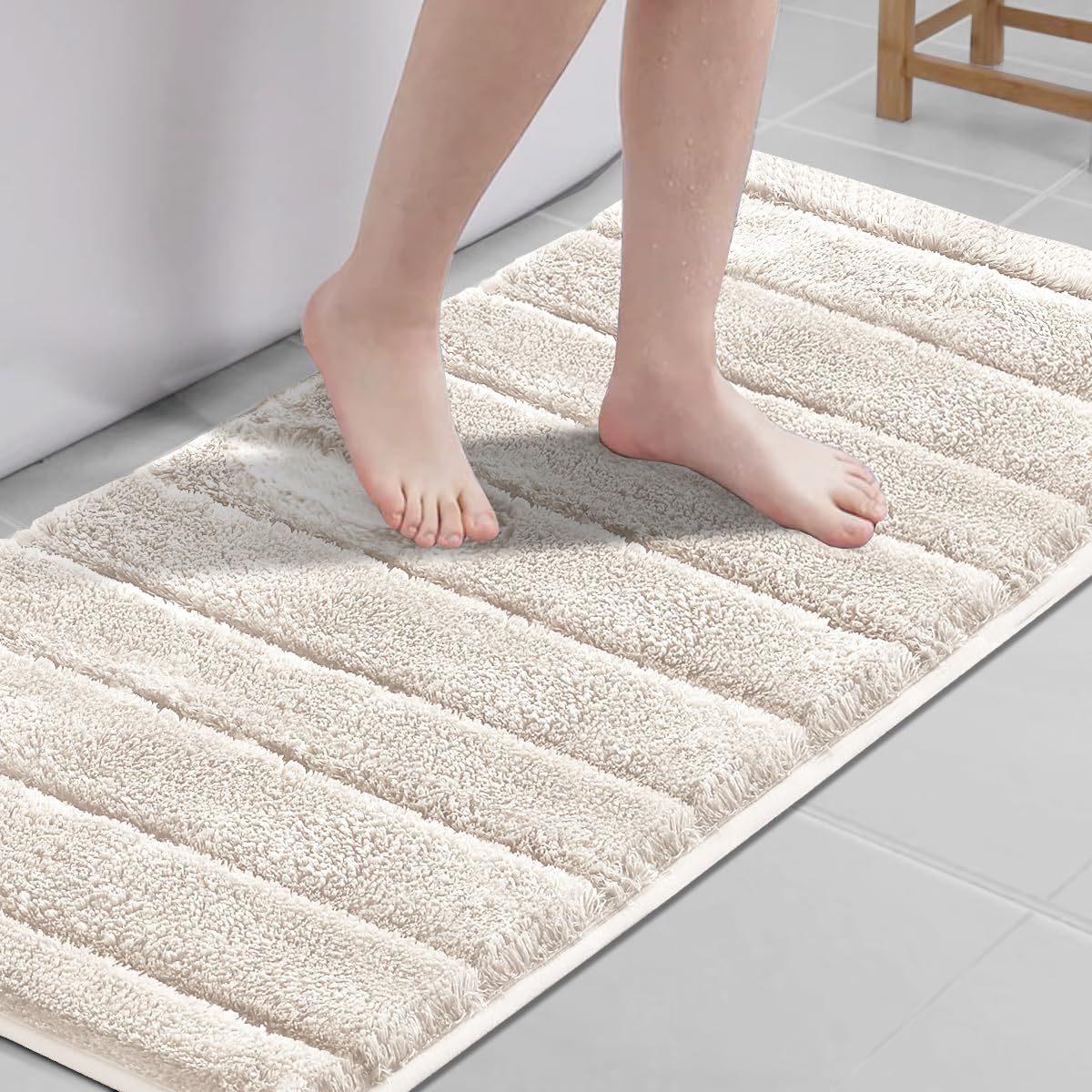PrimeBeau Bathroom Rugs Thick Velvet Bath Mat - Super Soft, Absorbent, Non-Slip, Washable, 1 Piece