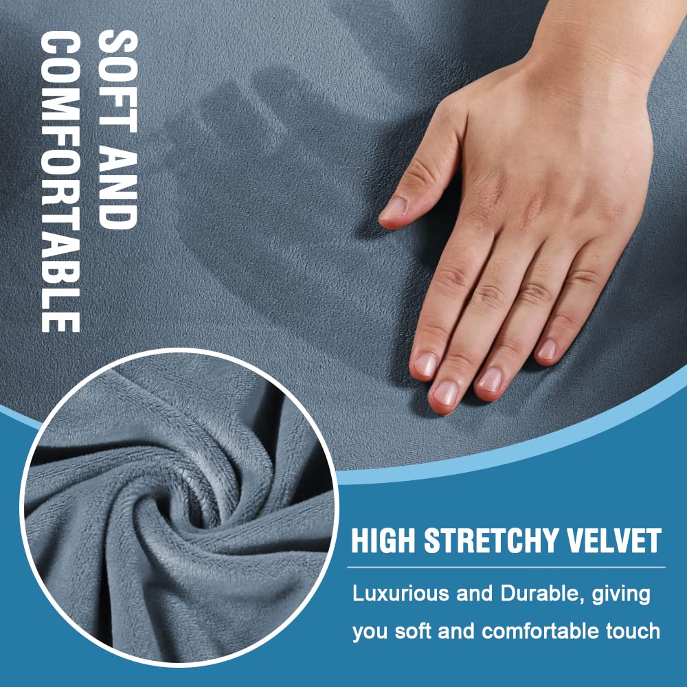 PrimeBeau Sofa Cover 3 Pieces T Cushion Loveseat Slipcovers Thick Velvet Couch Cover Furniture Protector Stretch T Cushion Sofa Covers for 2 Cushion Couch with 2 T Cushion Covers Washable