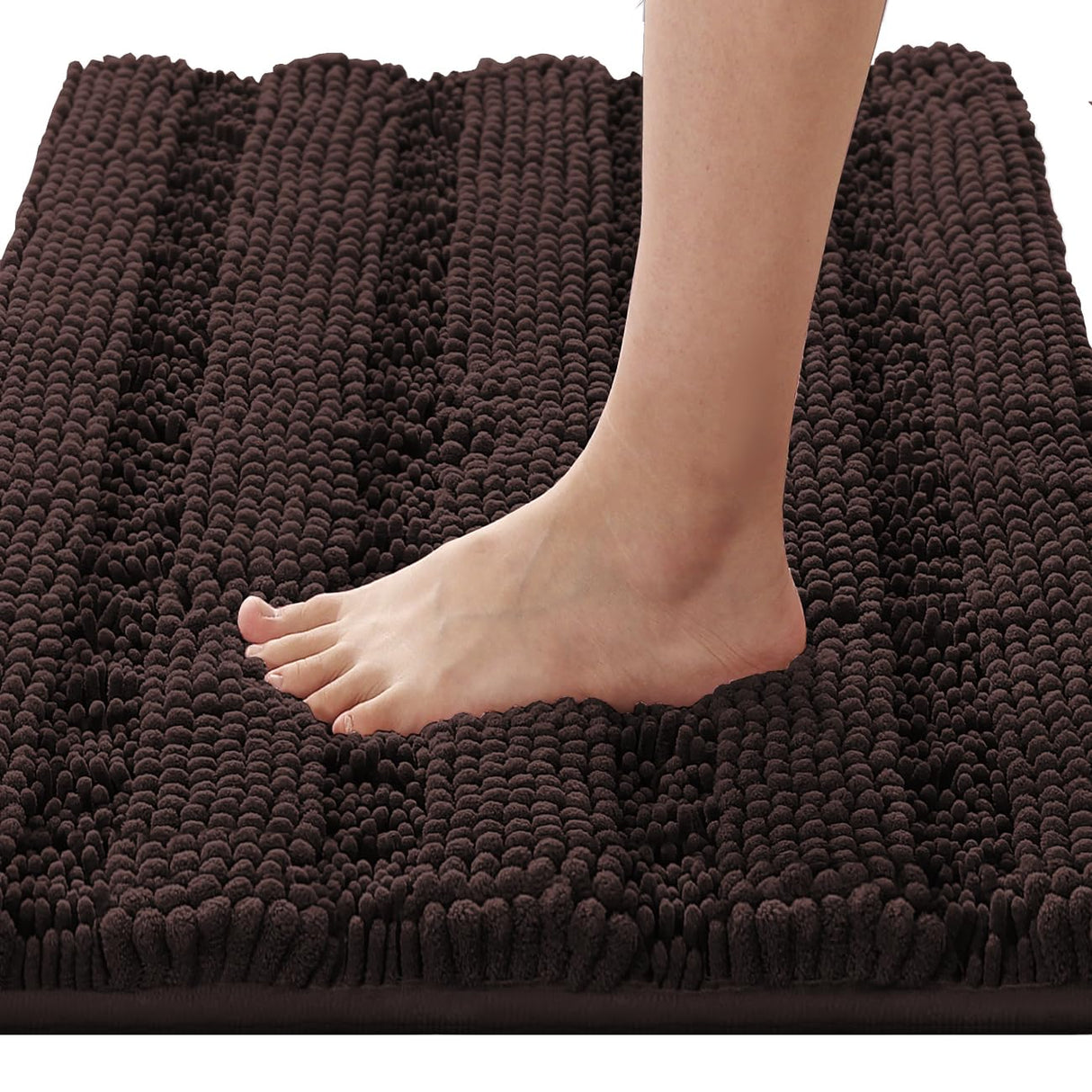 PrimeBeau Luxury Chenille Striped Bath Mats Set | Ultra Thick & Absorbent Non Slip Rugs 20“ x 32"