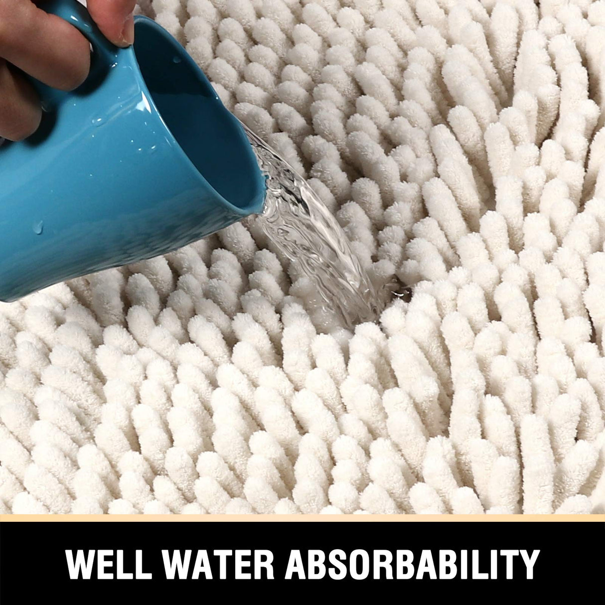 PrimeBeau Luxury Chenille U Shaped Bathroom Rug Sets -Absorbent,Washable,Dry Fast Area Carpet Mats 2 Pieces