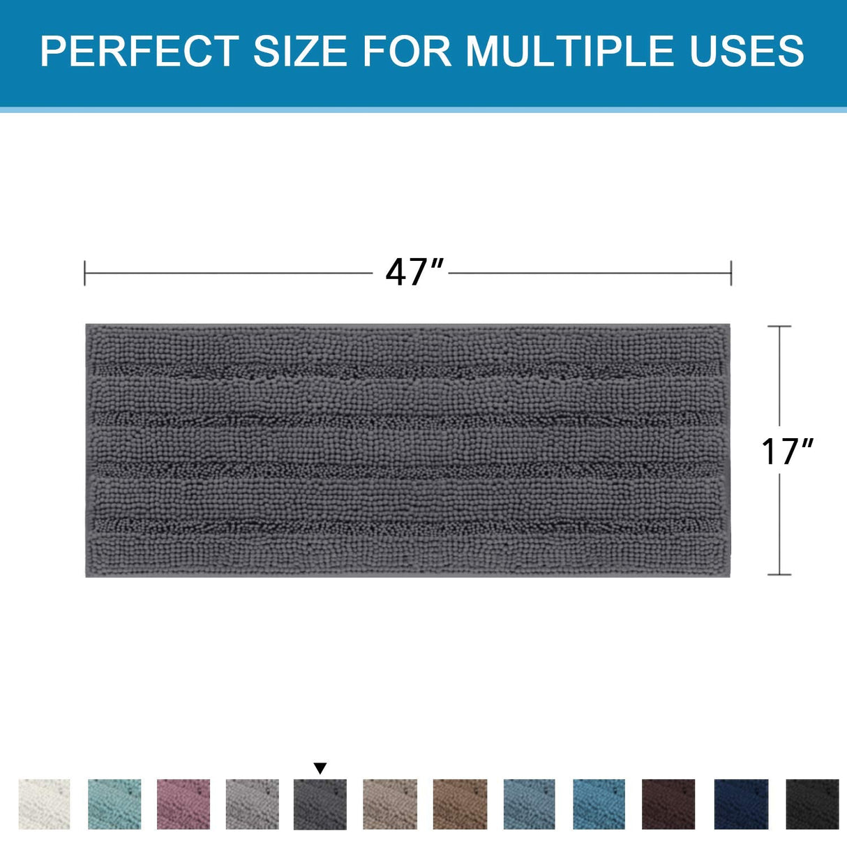 PrimeBeau Luxury Chenille Striped Bath Mats Set | Ultra Thick & Absorbent Non Slip Rugs 47“ x 17"