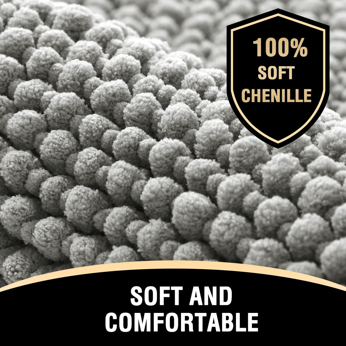 PrimeBeau 3-Piece Aqua Foam Bathroom Rugs Set | Non-Slip, Extra Absorbent Bath Mats for Tub & Shower | Soft Chenille, Vibrant Decor & Easy Care | 17''x24''+20''x32''+20''x24'' U-Shaped