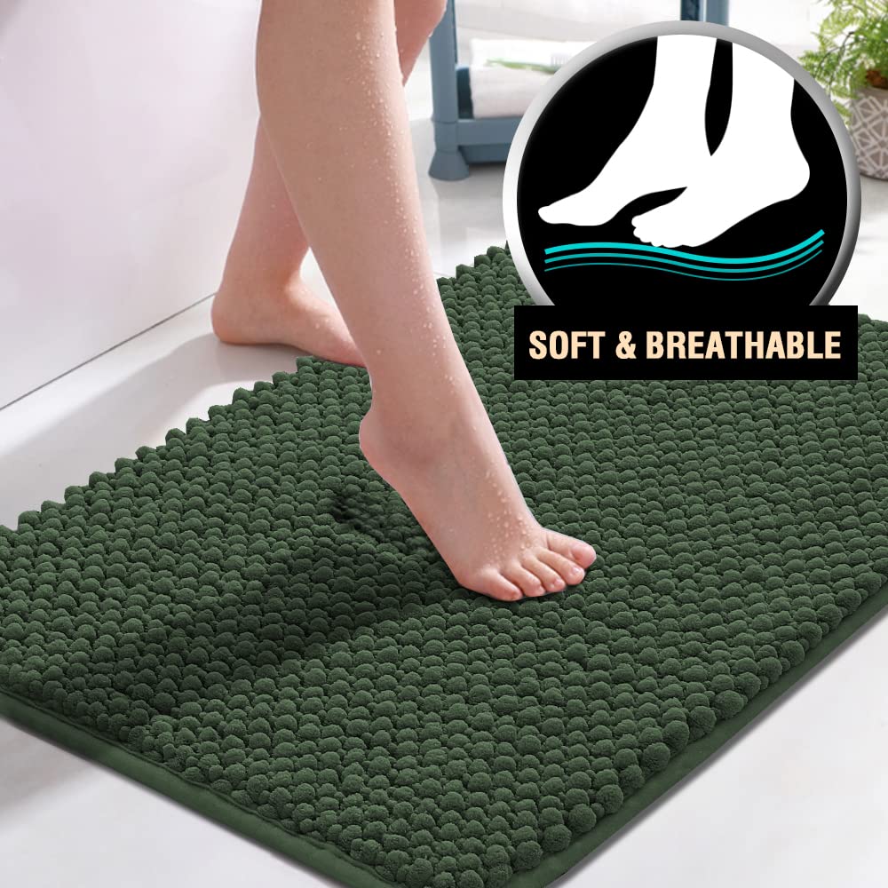 PrimeBeau 3-Piece Aqua Foam Bathroom Rugs Set | Non-Slip, Extra Absorbent Bath Mats for Tub & Shower | Soft Chenille, Vibrant Decor & Easy Care | 17''x24''+20''x32''+20''x24'' U-Shaped