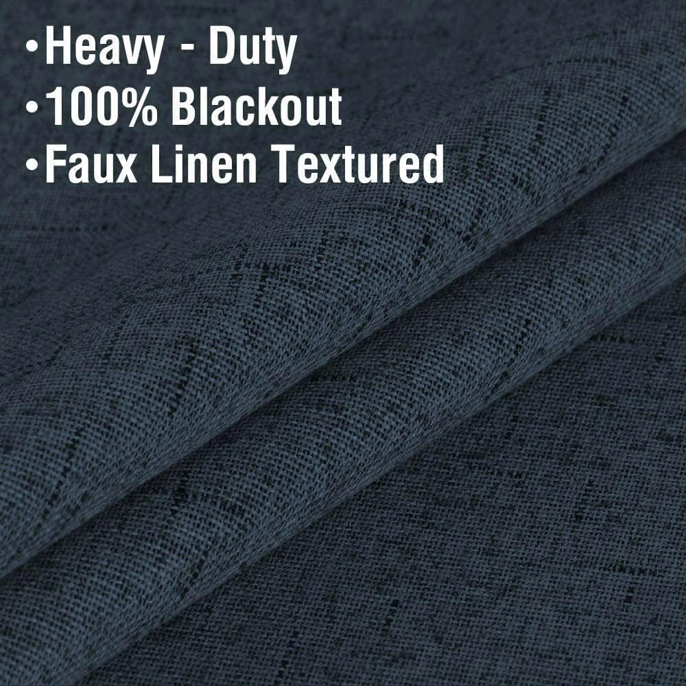 H.Versailtex Linen Blackout Thermal Insulated White Liner Grommet Top Small Window Curtains
