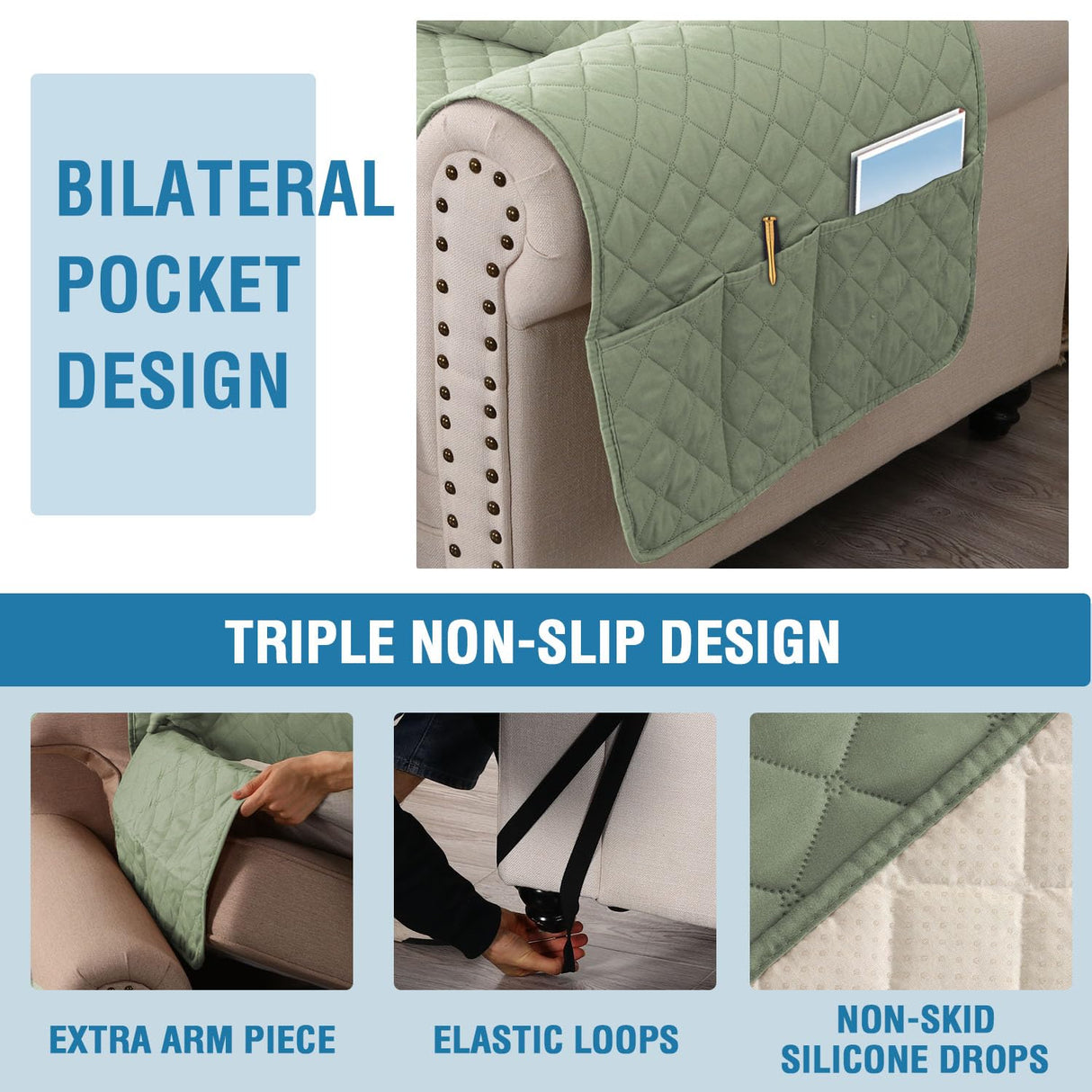 PrimeBeau 100% Waterproof Sectional Couch Covers 2-Piece Couch Cover L Shape Sofa Covers Washable for Dogs Non Slip (Sofa)