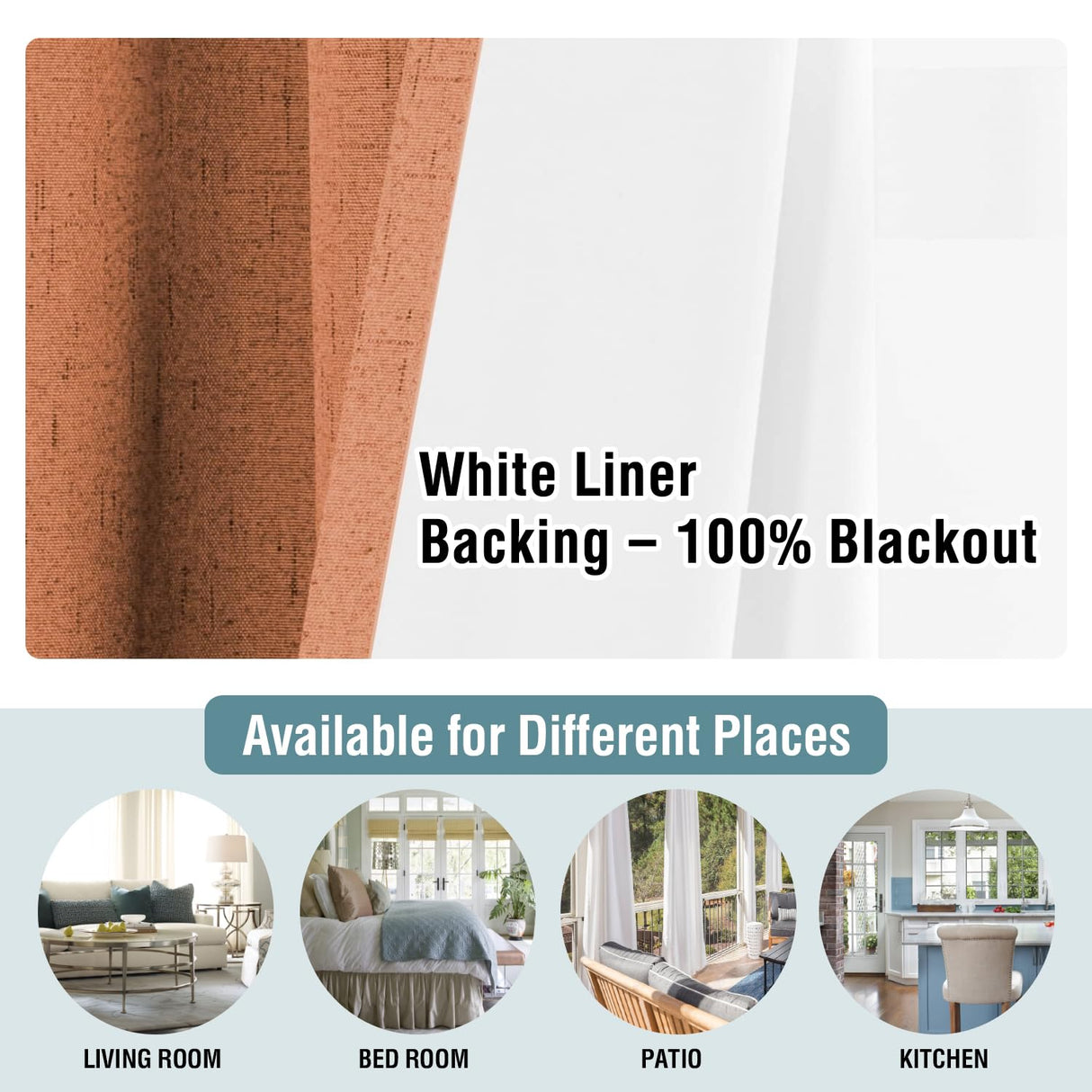PrimeBeau 100% Blackout Linen Mixed Curtains, set of 2 Panels, 52 Series Short