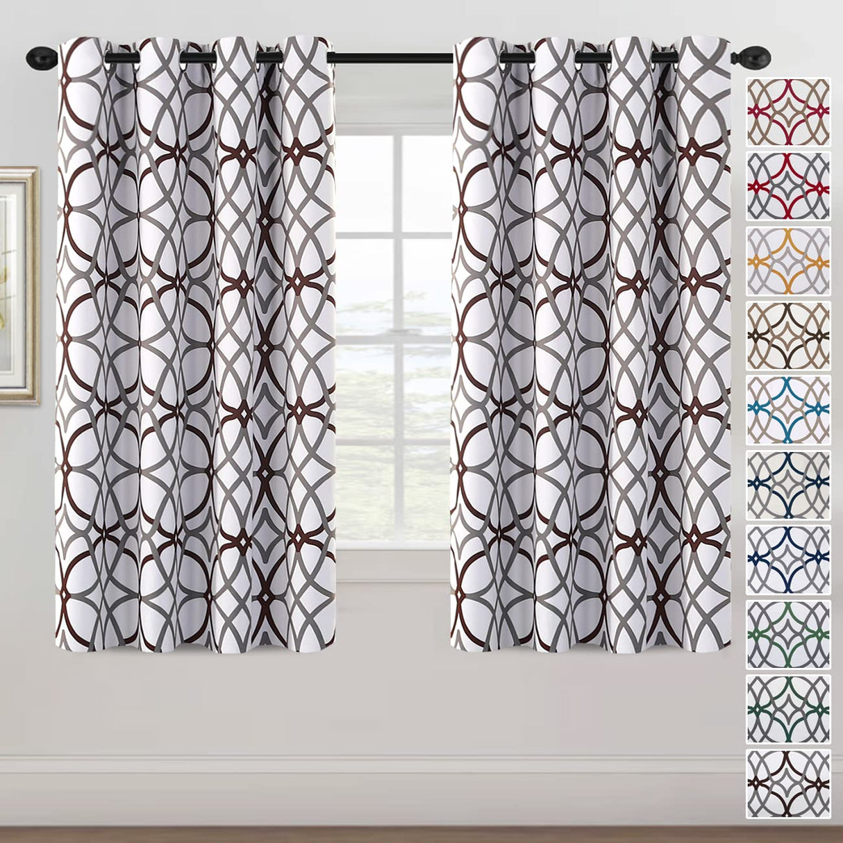 PrimeBeau GEO Pattern Blackout Curtains 2 Panels Set