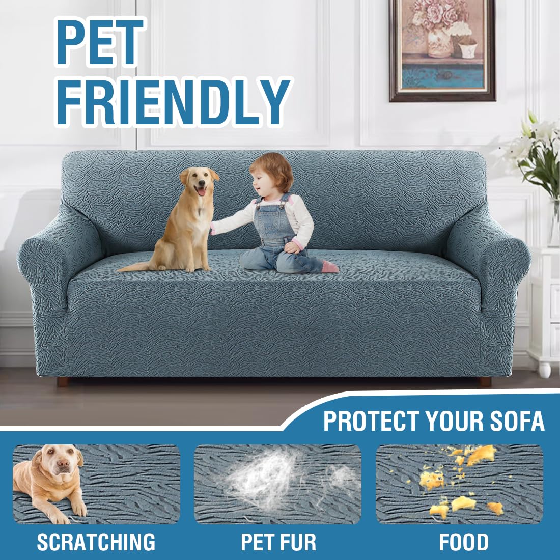 PrimeBeau Leopard Pattern Jacquard Couch Covers for 3 Cushion Couch