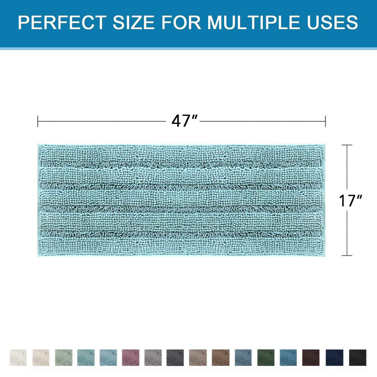 PrimeBeau Luxury Chenille Striped Bath Mats Set | Ultra Thick & Absorbent Non Slip Rugs 47“ x 17"