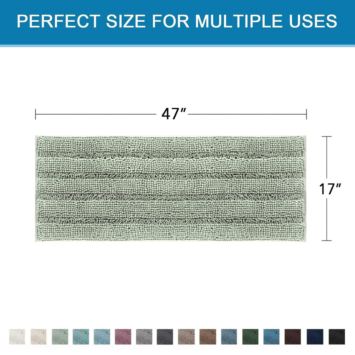 PrimeBeau Luxury Chenille Striped Bath Mats Set | Ultra Thick & Absorbent Non Slip Rugs 47“ x 17"