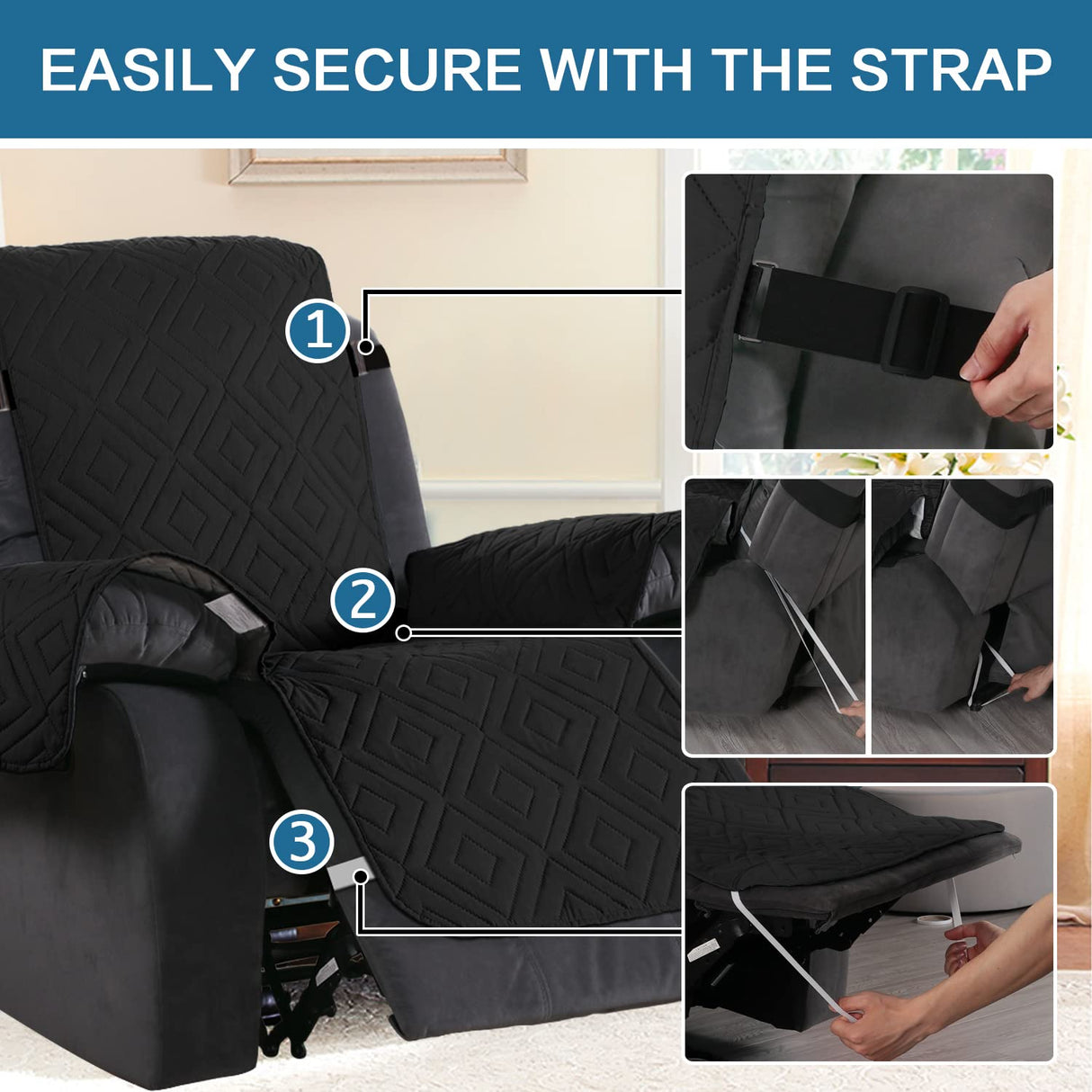 PrimeBeau New Diamond Quilted Recliner Covers Water Resistant Protector