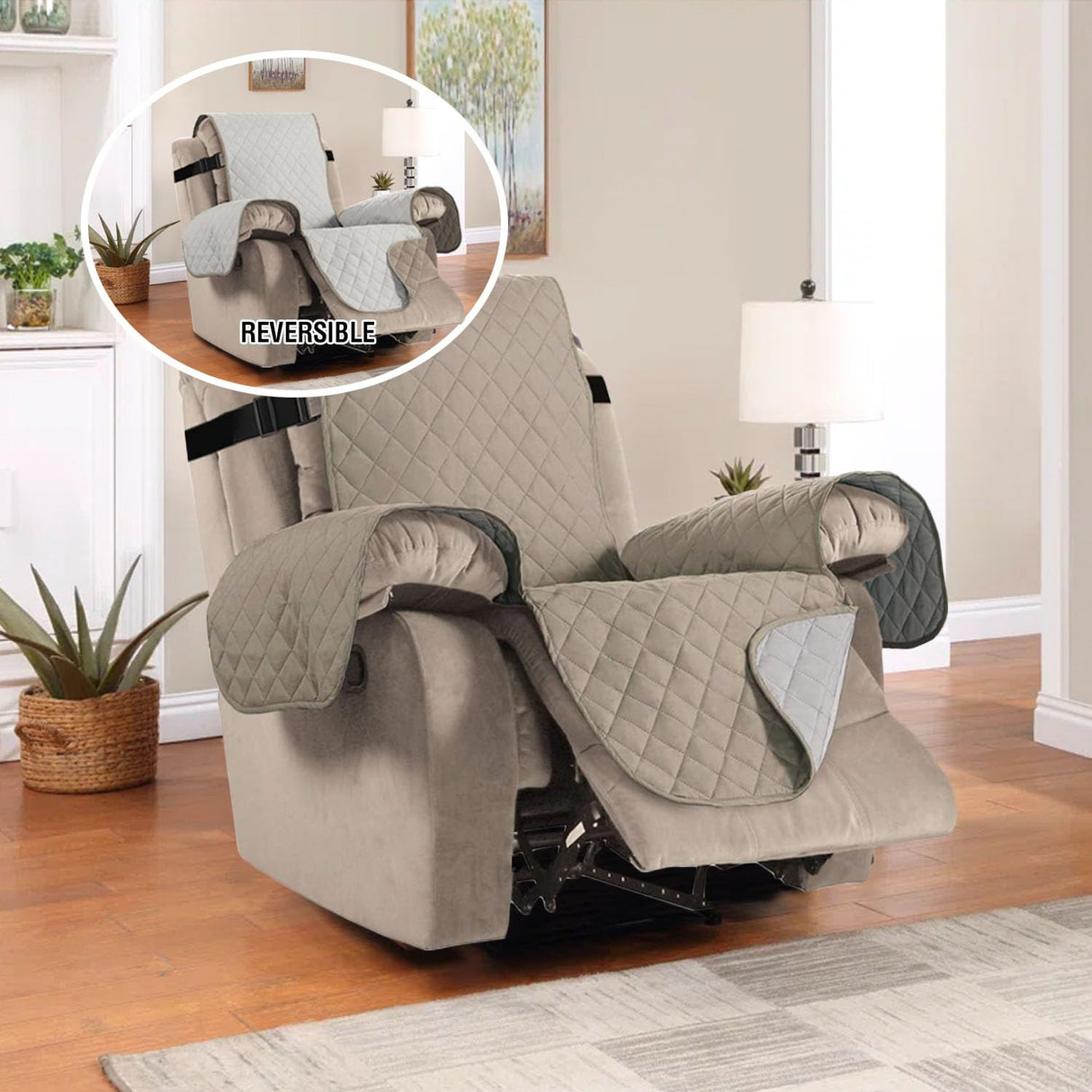 PrimeBeau Reversible Quilted Recliner & Oversize Recliner Covers - Stylish Furniture Protection & Decor Enhancement