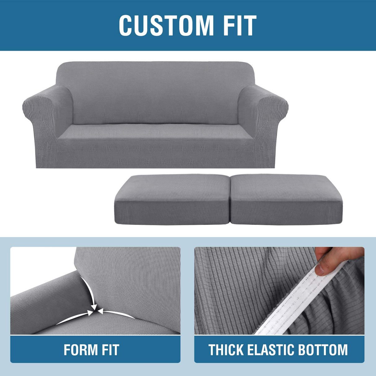 PrimeBeau 4 Pieces Premium Jacquard Sofa Slipcover Set, Sofa and Oversize Sofa