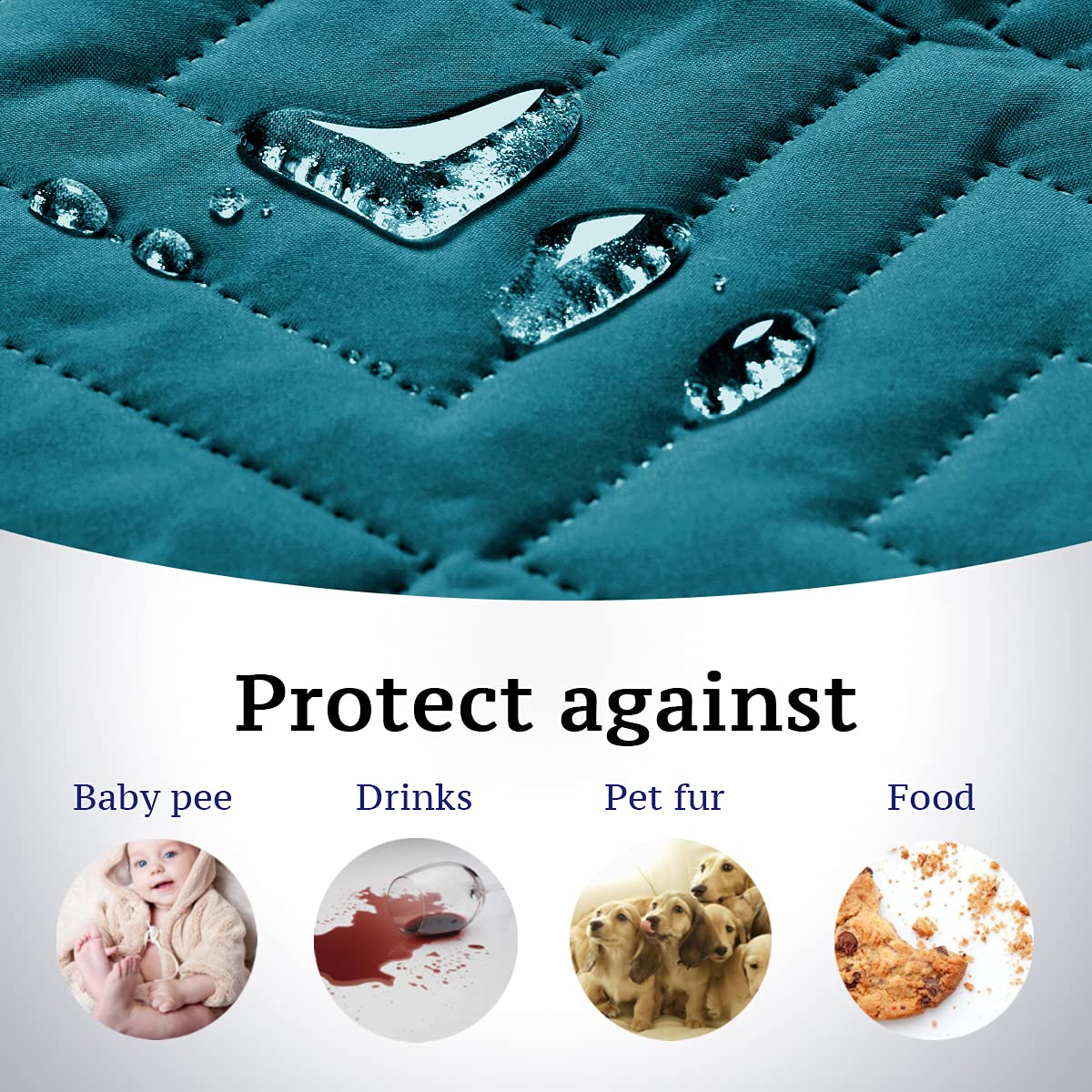 PrimeBeau Reversible Armchair Protector Slipcover Water Resistant Anti-Slip Couch Cover with Elastic Straps, Pets Protection, Stylish Decor, Easy Care