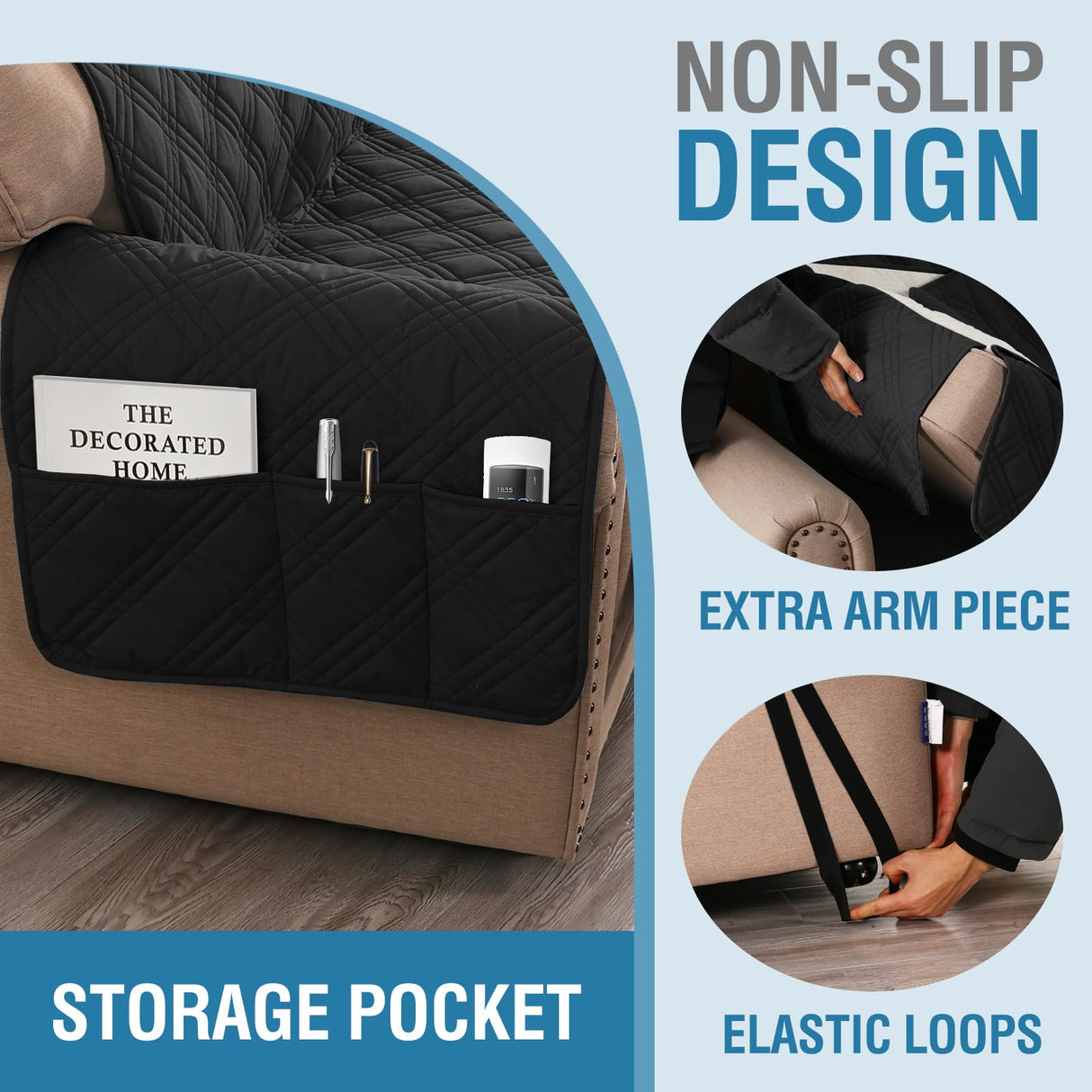 PrimeBeau 100% Waterproof Armchair Covers Washable,Thick Soft Couch Cover for Dogs with Elastic Straps (Armchair, Diamond Shape)